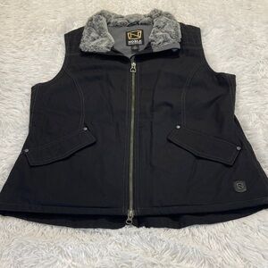 NOBLE WOMENS SIZE M Black Vest with Faux Fur Collar